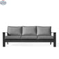 Magnolia black aluminum sofa by Krikacy with Sunbrella® cushions and cast slate fabric, showcasing modern outdoor seating.