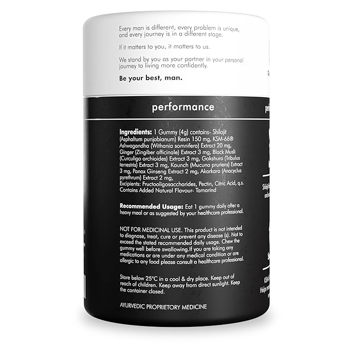 Man Matters Pure Himalayan Shilajit/Shilajeet Gummies with 75% Fulvic Acid & KSM 66 Ashwagandha | Boosts Stamina, Strength & Improves Energy Levels | No Added Sugar |
