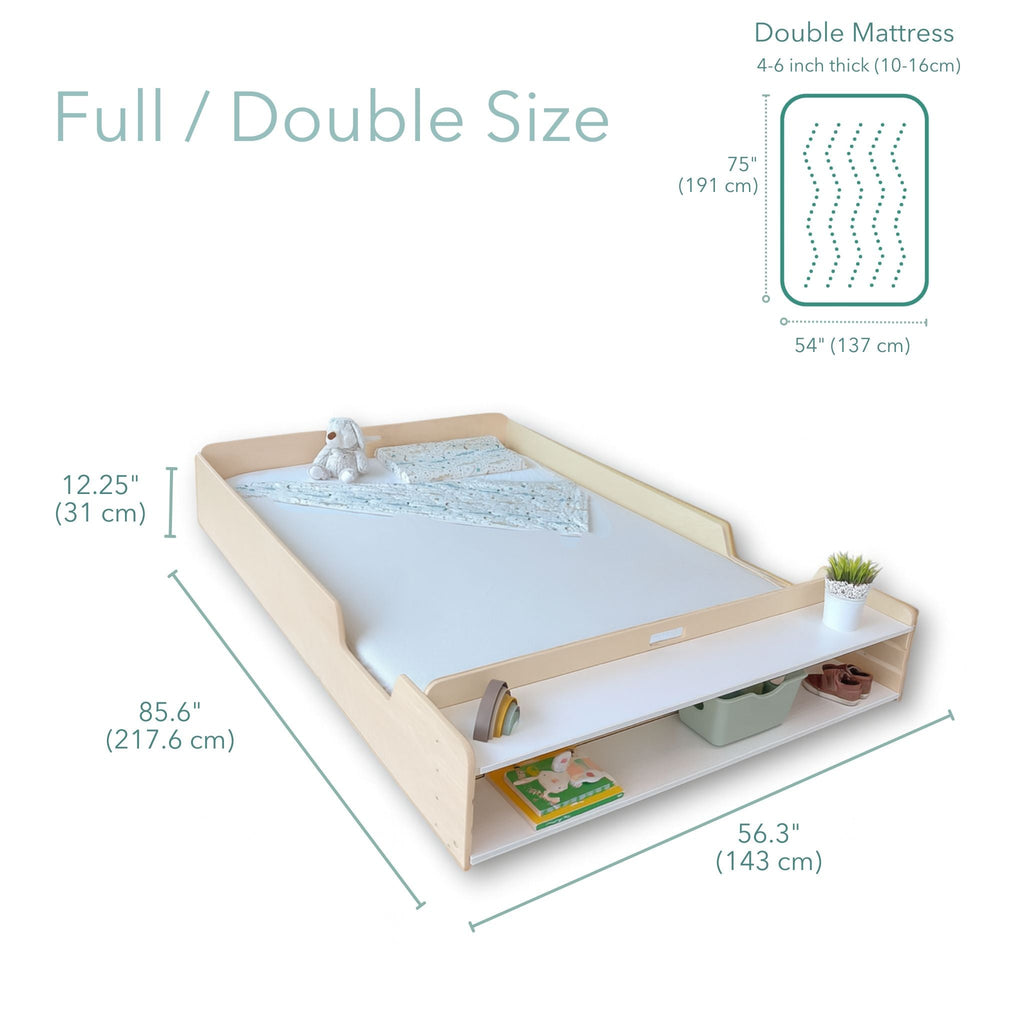 APPLE FULL Montessori Floor Bed with Shelves - Child-Friendly Design by - Shopthatapp.ca