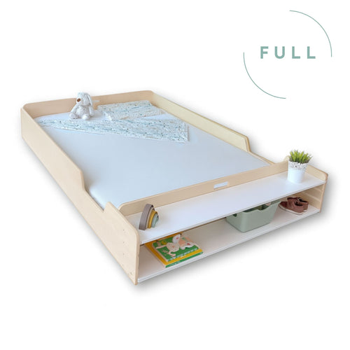 APPLE FULL Montessori Floor Bed with Shelves - Child-Friendly Design by - Shopthatapp.ca