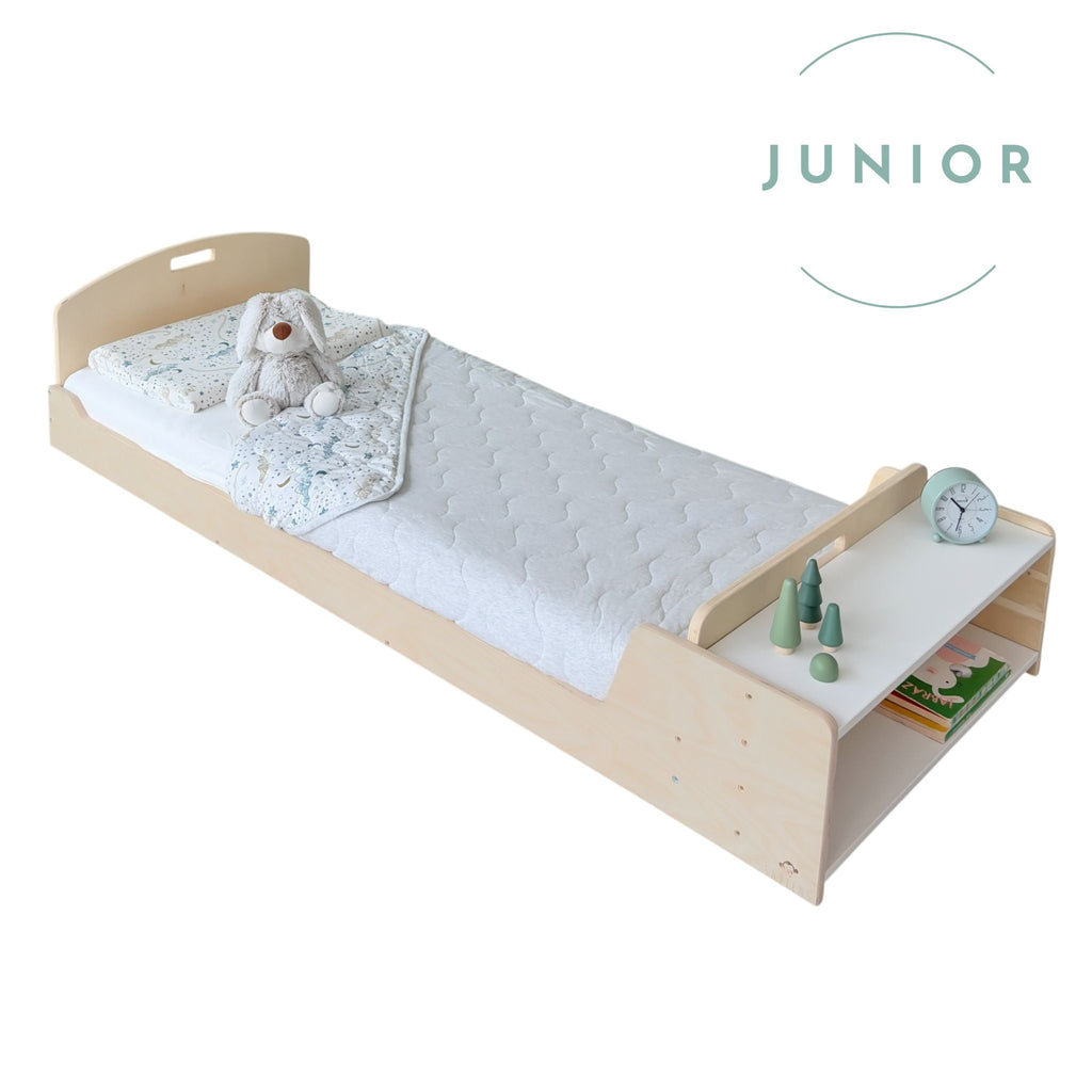 CHERRY JUNIOR Montessori Floor Bed for Kids with Shelves – Safe & Stylish Sleep Solution - Shopthatapp.ca