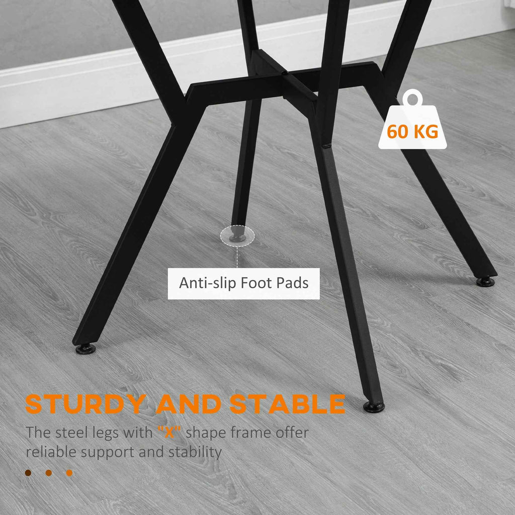 Ainsley 35" Round Dining Table with Steel Frame-Brown