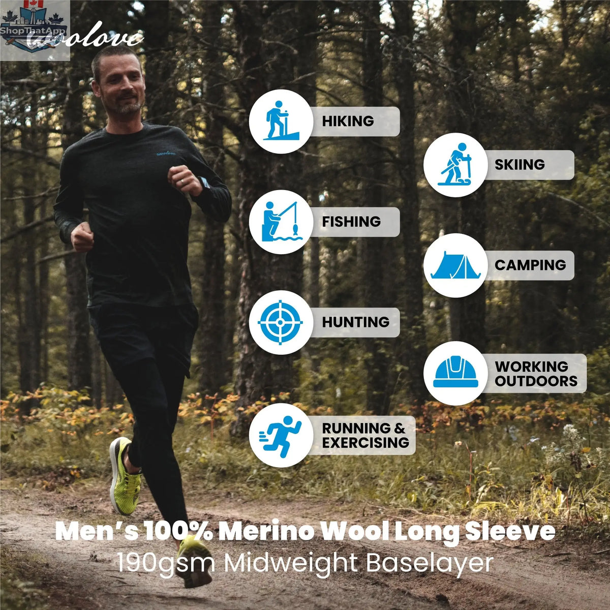 Men's Merino Wool Long Sleeve Crew Neck — Midweight - Shopthatapp.ca