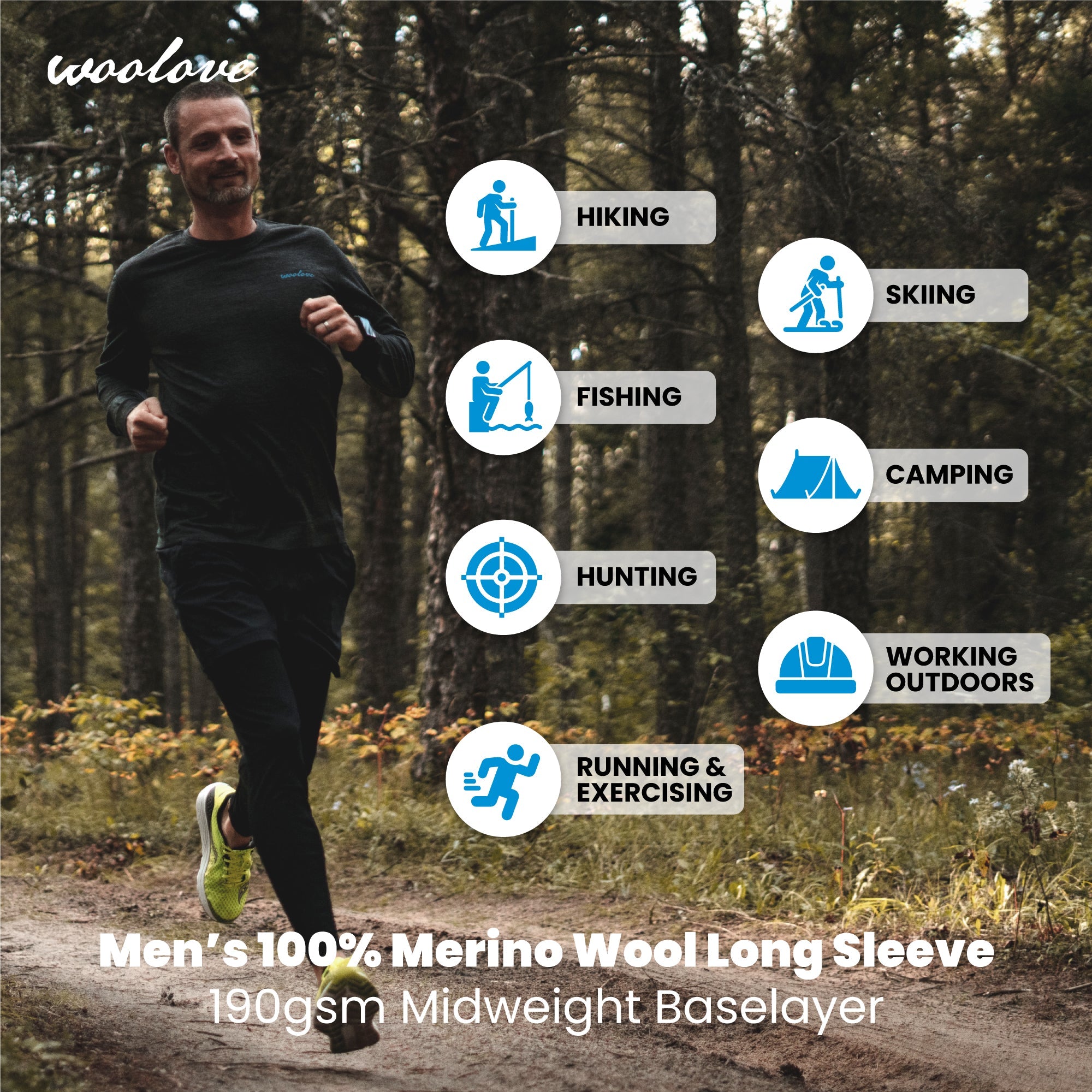 Men's Merino Wool Long Sleeve Crew Neck — Midweight