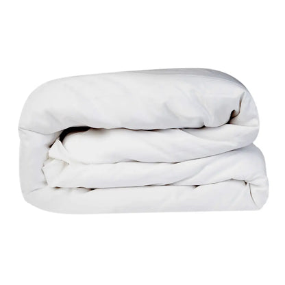 White refined sateen duvet cover by Skylark+Owl Canada, showcasing smooth, elegant fabric for a luxurious bedroom style.