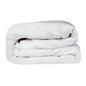 White refined sateen duvet cover by Skylark+Owl Canada, showcasing smooth, elegant fabric for a luxurious bedroom style.