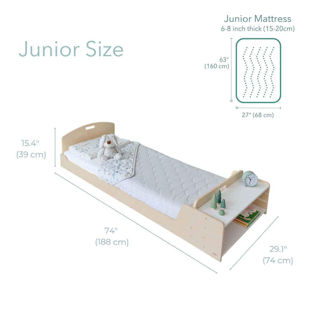 CHERRY JUNIOR Montessori Floor Bed for Kids with Shelves – Safe & Stylish Sleep Solution - Shopthatapp.ca