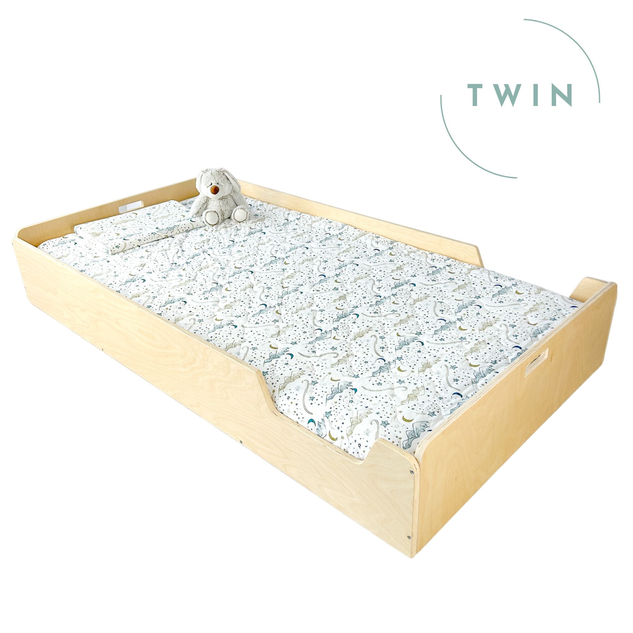 APPLE TWIN - Montessori Floor Bed with Rails - Shopthatapp.ca