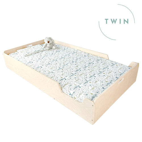 APPLE TWIN - Montessori Floor Bed with Rails - Shopthatapp.ca