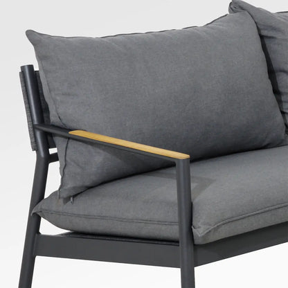 Close-up of Enclover Monti sofa set showing textured fabric, plush cushions, and modern design details.