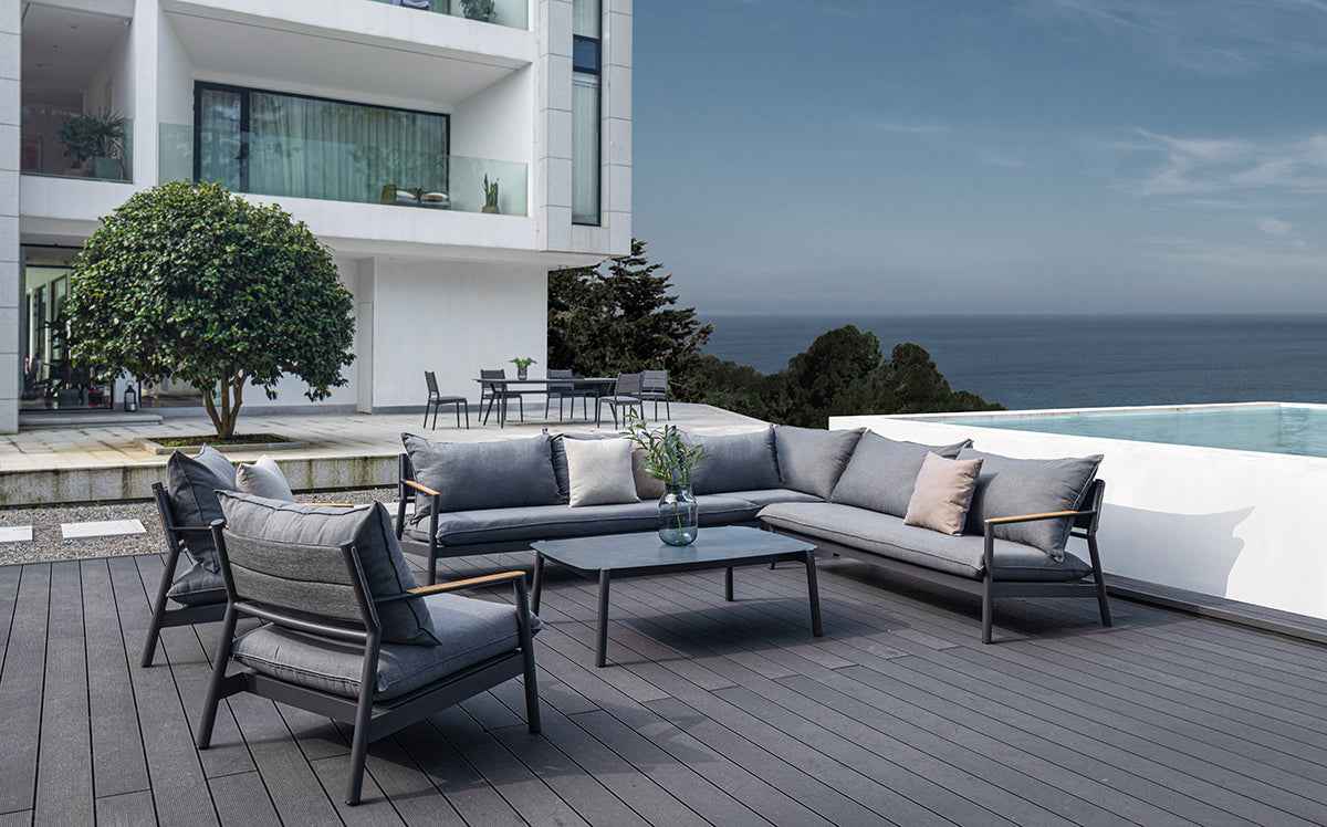 Monti Nordic Aluminum Sectional Set – Grey Cushions