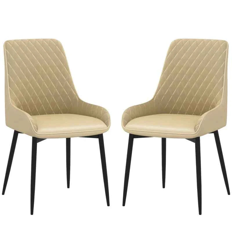 Blake Modern Dining Chairs with Diamond Tufting and Steel Legs-Set of 2-Khaki