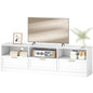 White Dallas modern TV stand with storage drawers for TVs up to 85 inches, made by SLOTH Nation, ideal for living room furniture.