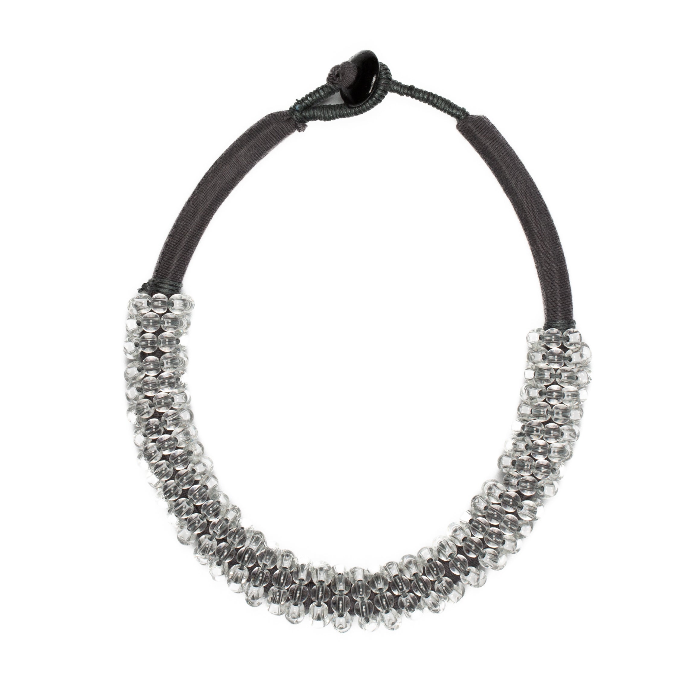 Short Glass Bead Choker with Fabric Wrap - Shopthatapp.ca