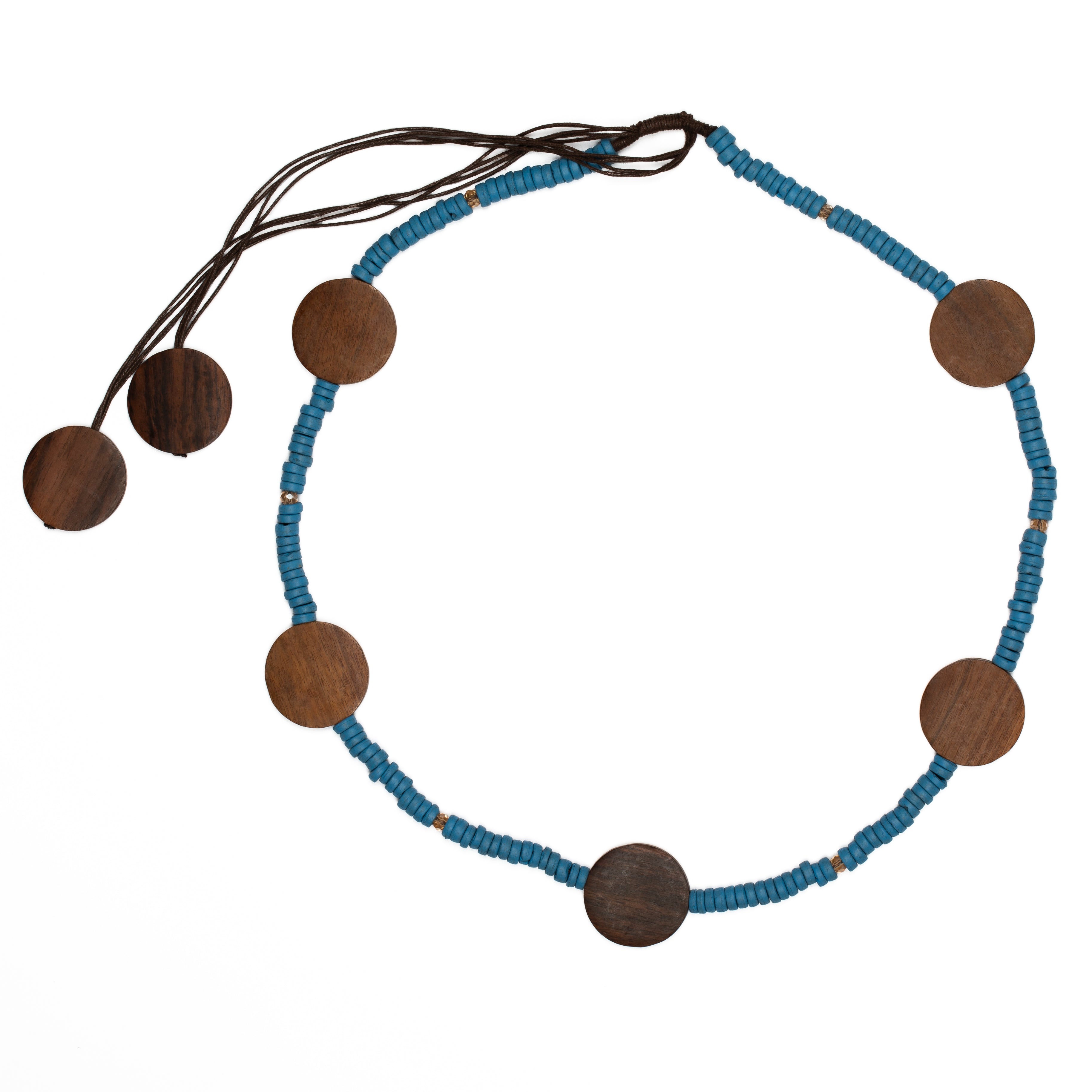 Long Coconut Bead Necklace with Wooden Discs - Shopthatapp.ca