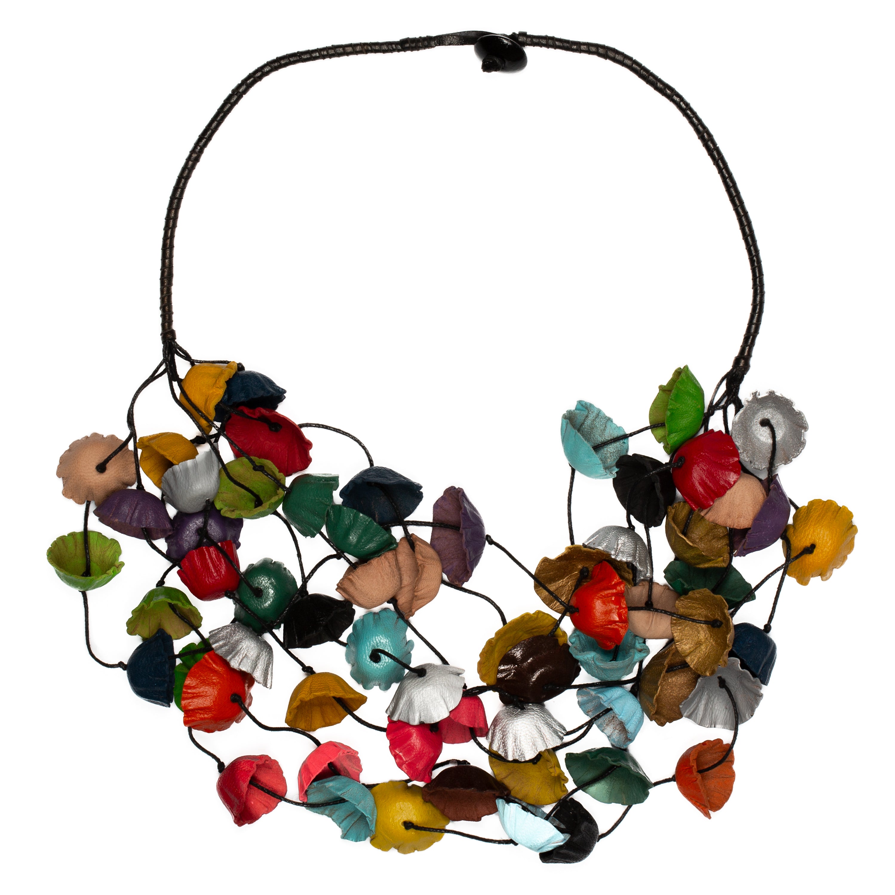 Long Leather Cup Necklace - Unique Multi Strand Leather Necklace for Stylish Looks - Shopthatapp.ca