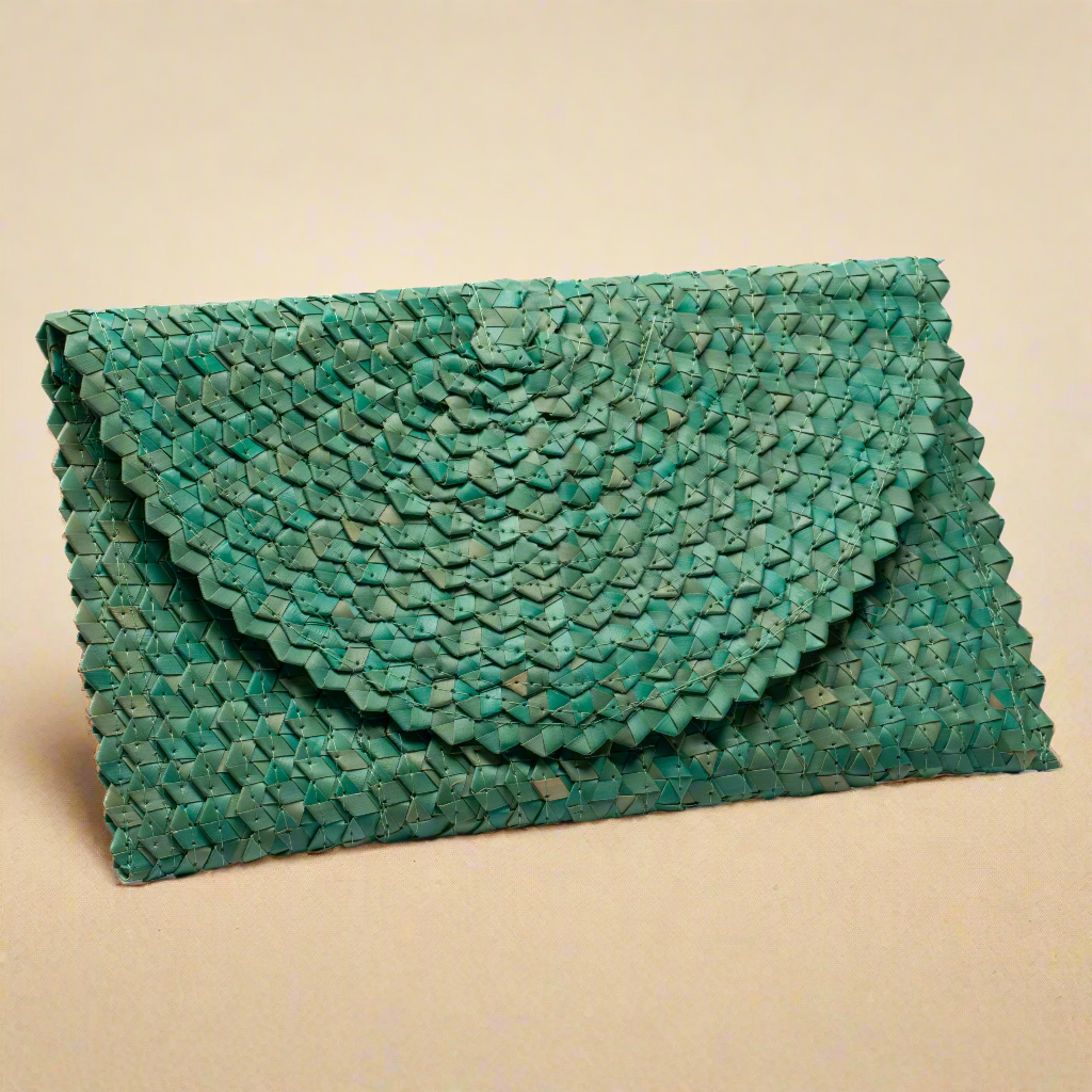 Pandan Leaf Clutch Purse - Teal - Shopthatapp.ca