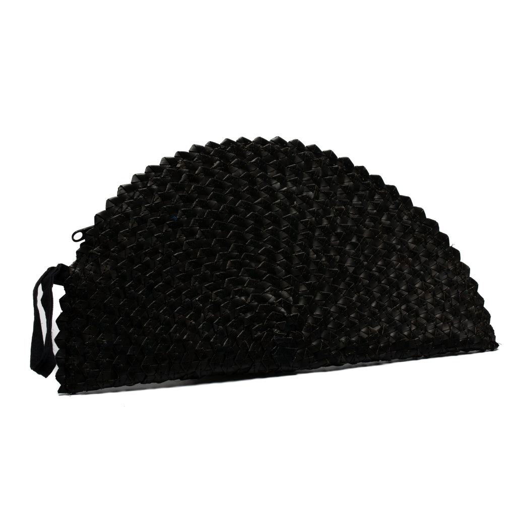 Pandan Leaf Clutch Purse - Black Half Moon Design - Shopthatapp.ca