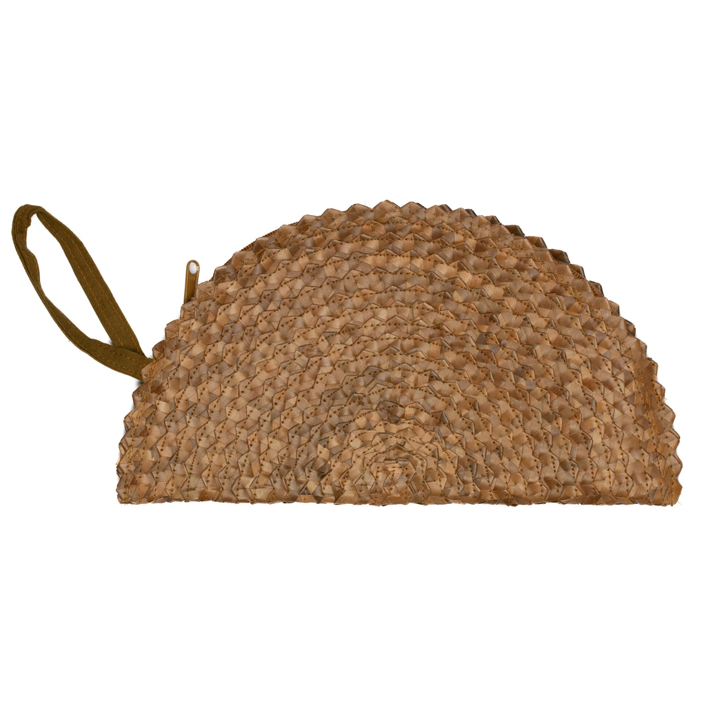 Pandan Leaf Clutch Purse in Brown - Unique Half Moon Design and Eco-Friendly Style - Shopthatapp.ca