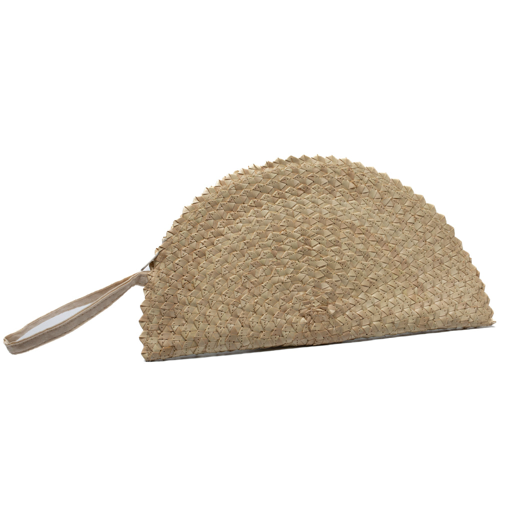 Pandan Leaf Clutch Purse - Cream Half Moon Design - Shopthatapp.ca