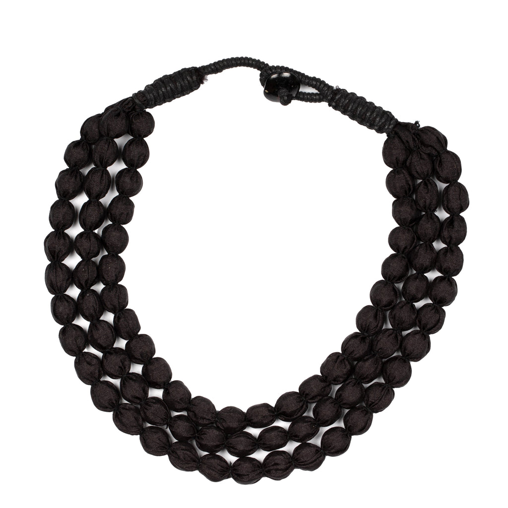 Triple Strand Fabric Ball Necklace - Shopthatapp.ca