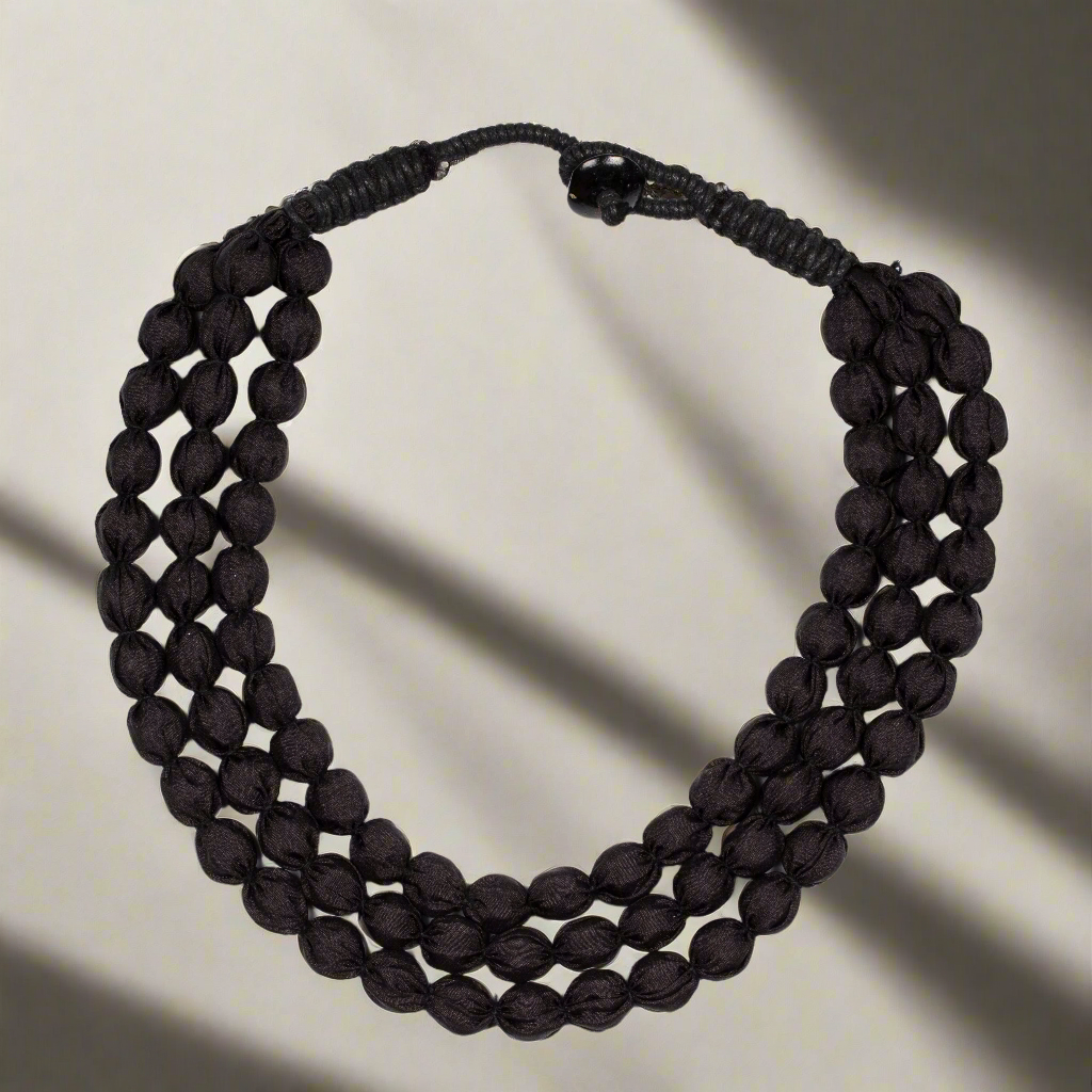 Triple Strand Fabric Ball Necklace - Shopthatapp.ca