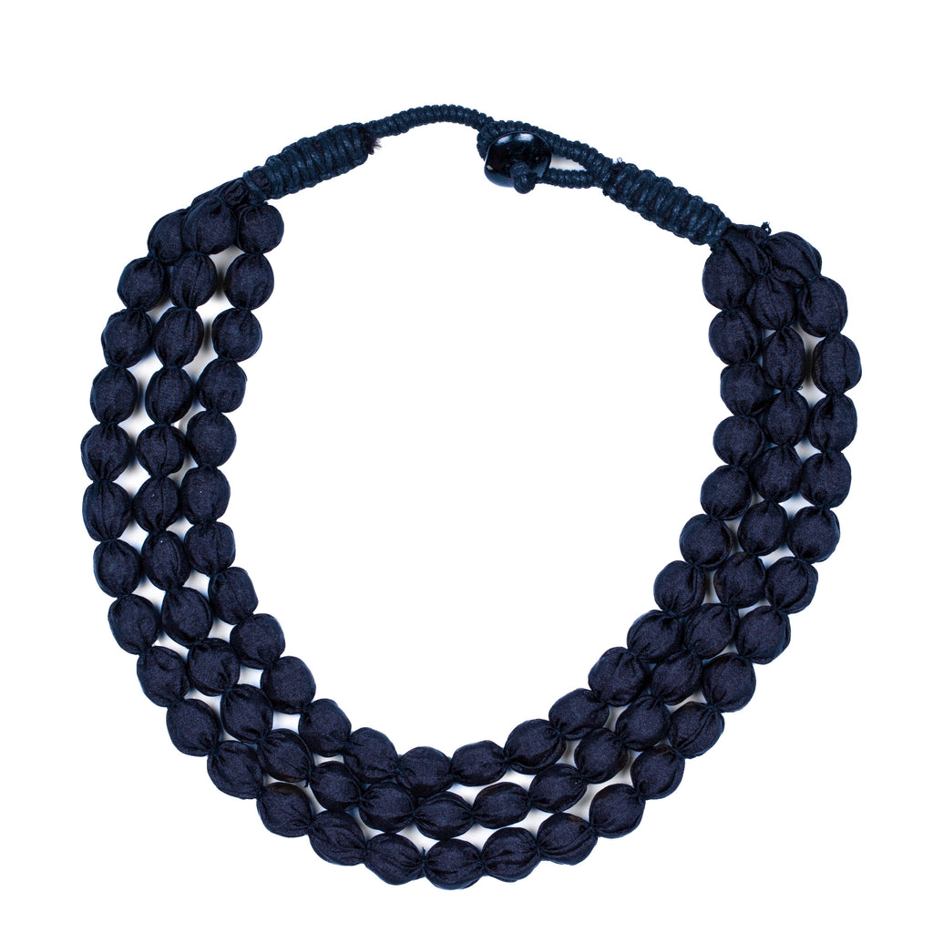 Triple Strand Fabric Ball Necklace - Shopthatapp.ca
