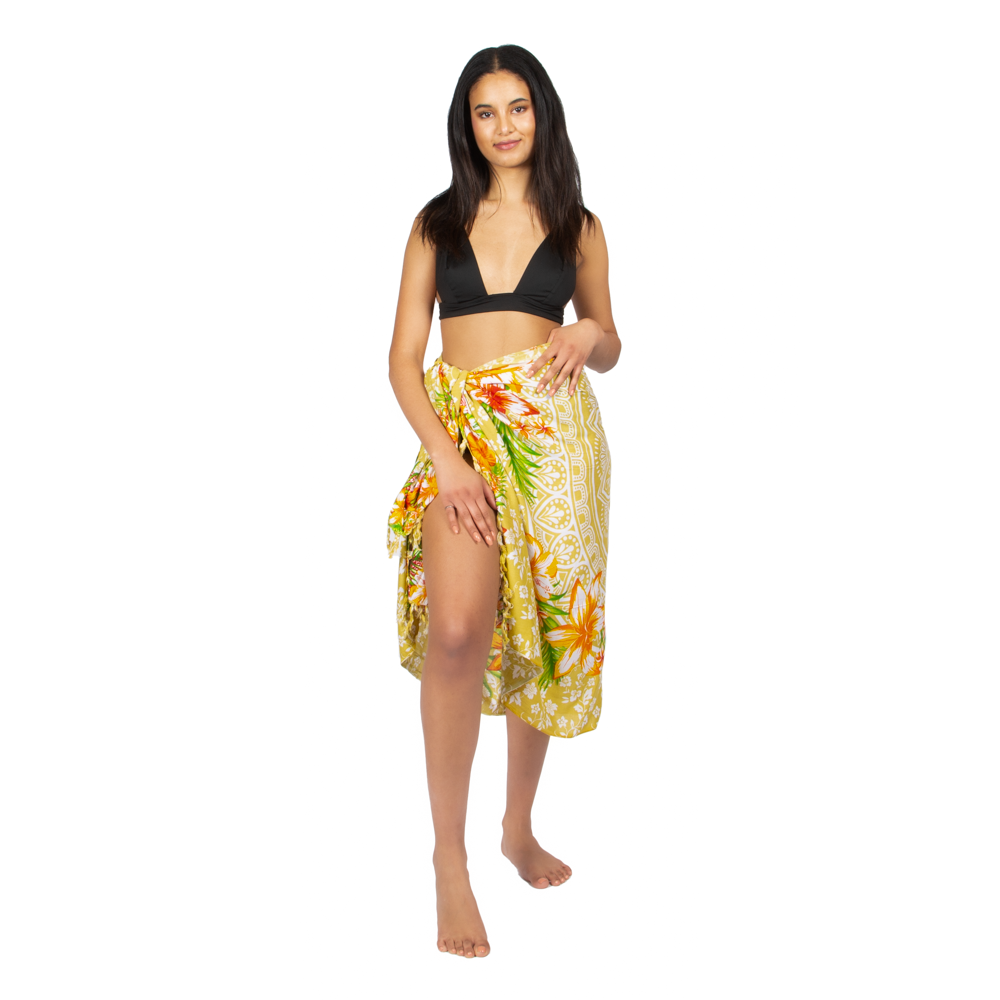 Mandala Flower Print Sarong in Vibrant Yellow - Shopthatapp.ca