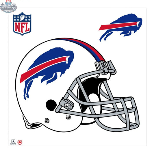 Large 36x36 inch Buffalo Bills helmet decal wall decor featuring premium NFL design by Sports Decor.