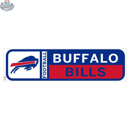 Buffalo Bills wall decal measuring 23x90 inches, sports-themed decor featuring the NFL team logo and colors.