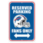 Buffalo Bills parking sign wall decor, 10x15 inches, featuring NFL team logo and vibrant team colors for sports fan decor.