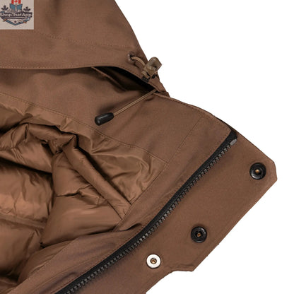 Northern Sun Crow's Waterproof Parka showing a durable, weather-resistant outdoor jacket with a hood and insulated design for all conditions.