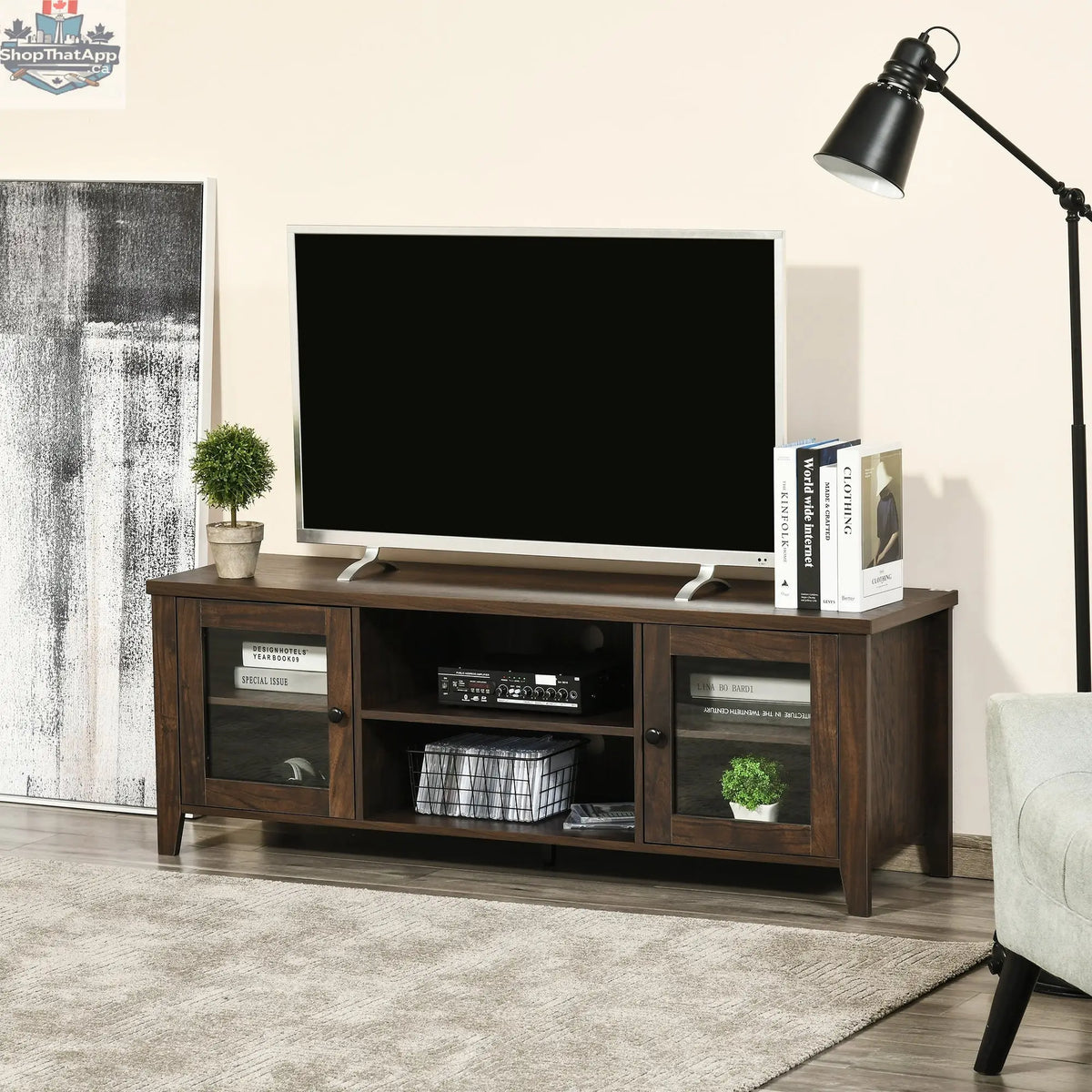 MacKenzie TV Stand for TVs up to 65 inches-Coffee Brown - Shopthatapp.ca
