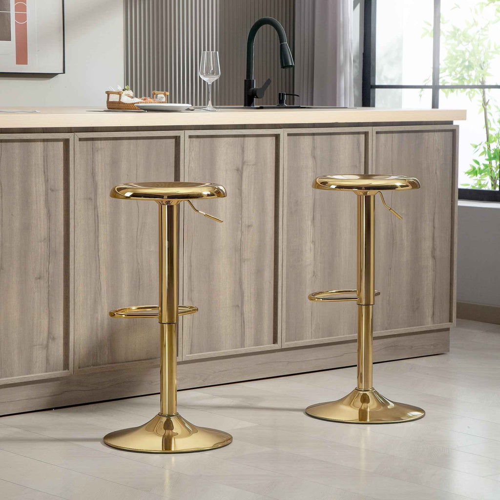 Canmore Modern Adjustable Counter/Bar Stools with Swivel-Set of 2-Gold