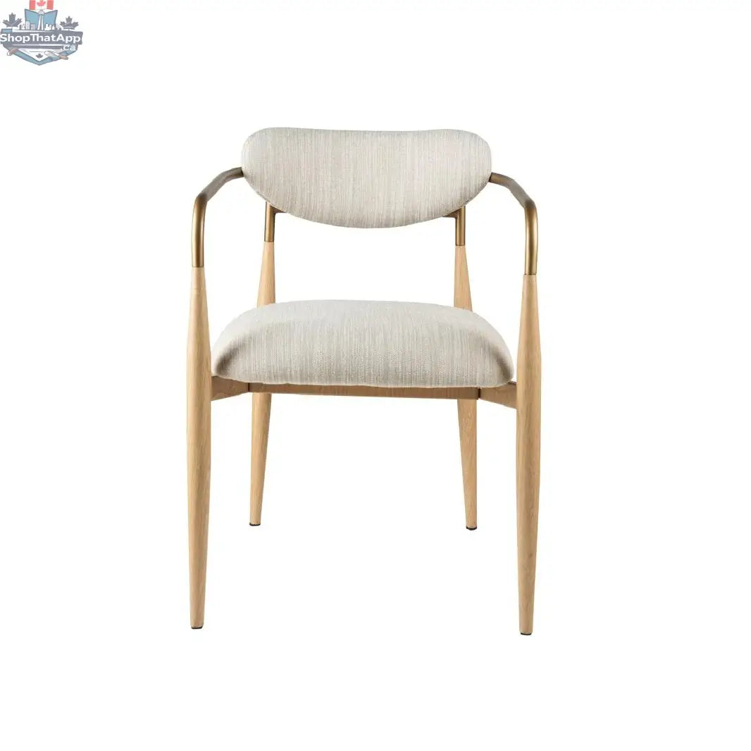 Hygge Design House Newa Arm Dining Chair with wooden arms and cushioned seat, modern dining chair for home or restaurant use