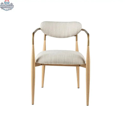 Hygge Design House Newa Arm Dining Chair with wooden arms and cushioned seat, modern dining chair for home or restaurant use