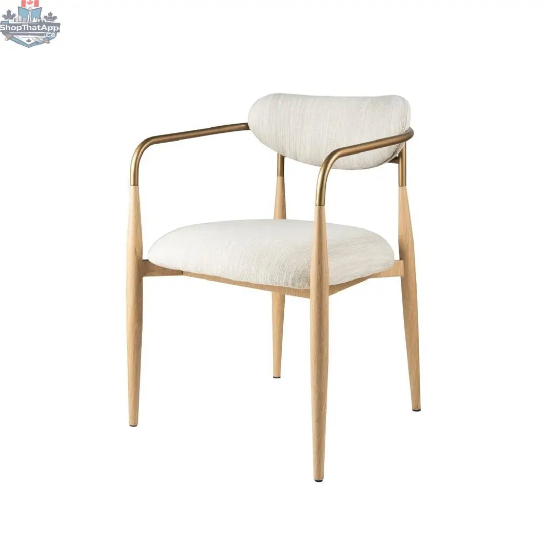 Hygge Design House Newa Arm Dining Chair with wooden legs and upholstered seat in a modern, stylish design.