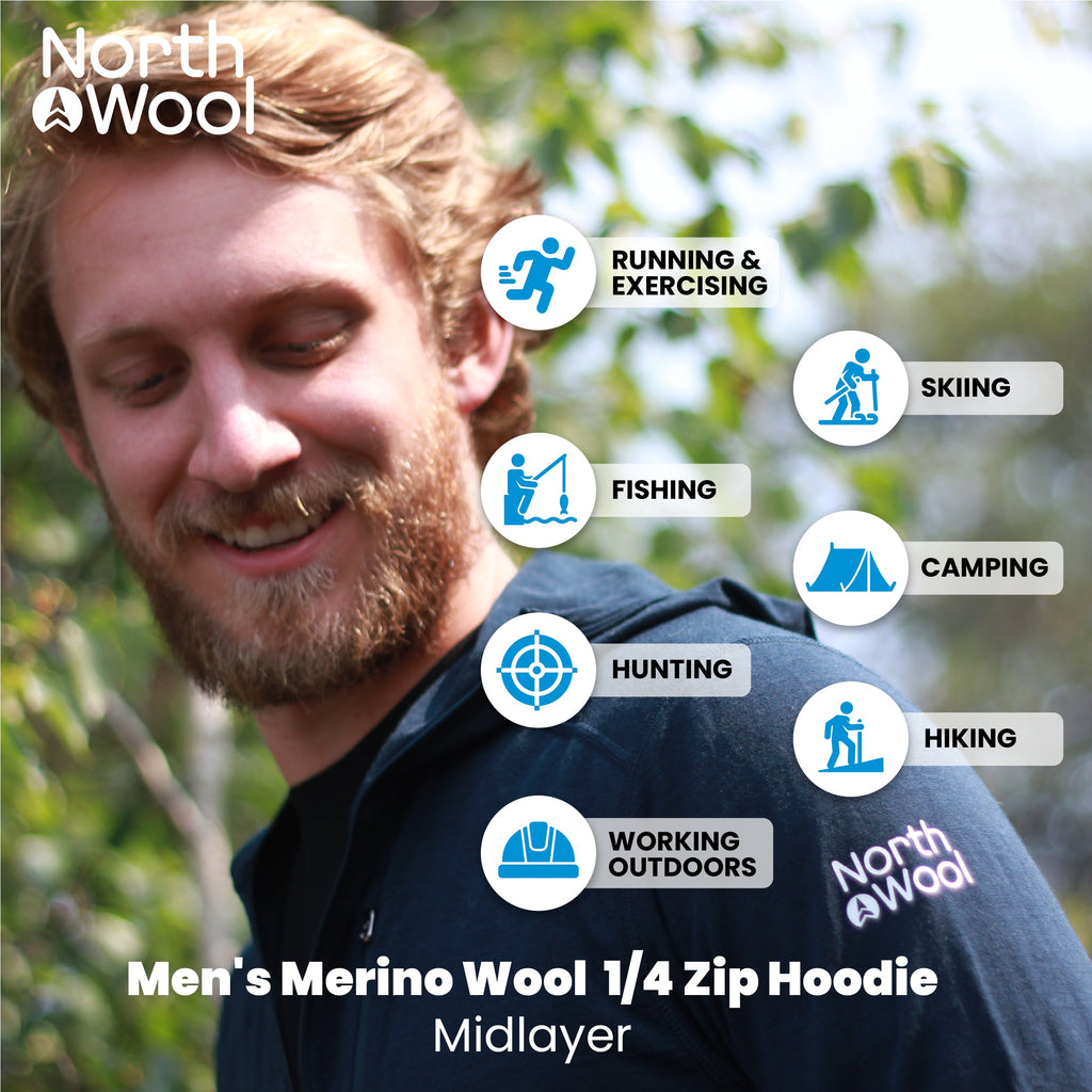 NorthWool Men's Merino Blend 1/4 Zip Hoodie — Heavyweight