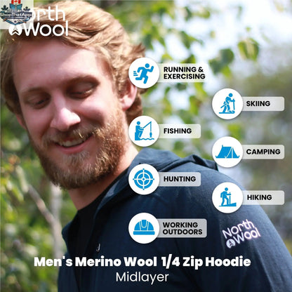 NorthWool Men's Merino Blend 1/4 Zip Hoodie — Heavyweight - Shopthatapp.ca