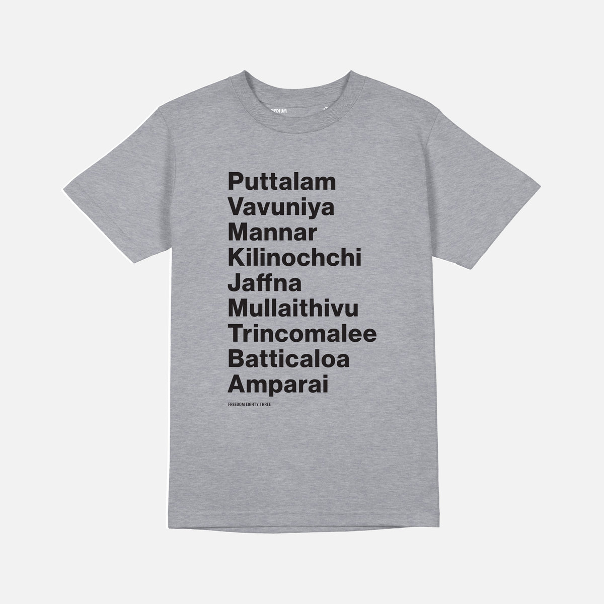 Freedom 83 The Northern Provinces of Sri Lanka T-Shirt – Grey-T-Shirt-www.Shopthatapp.ca-Freedom 83