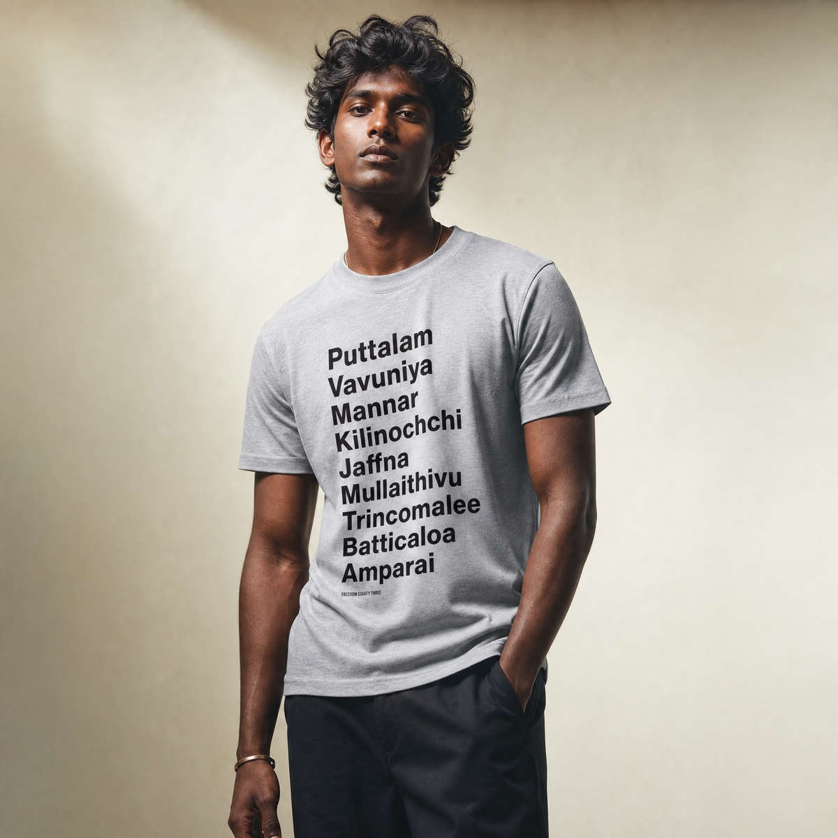 Freedom 83 The Northern Provinces of Sri Lanka T-Shirt – Grey-T-Shirt-www.Shopthatapp.ca-Freedom 83