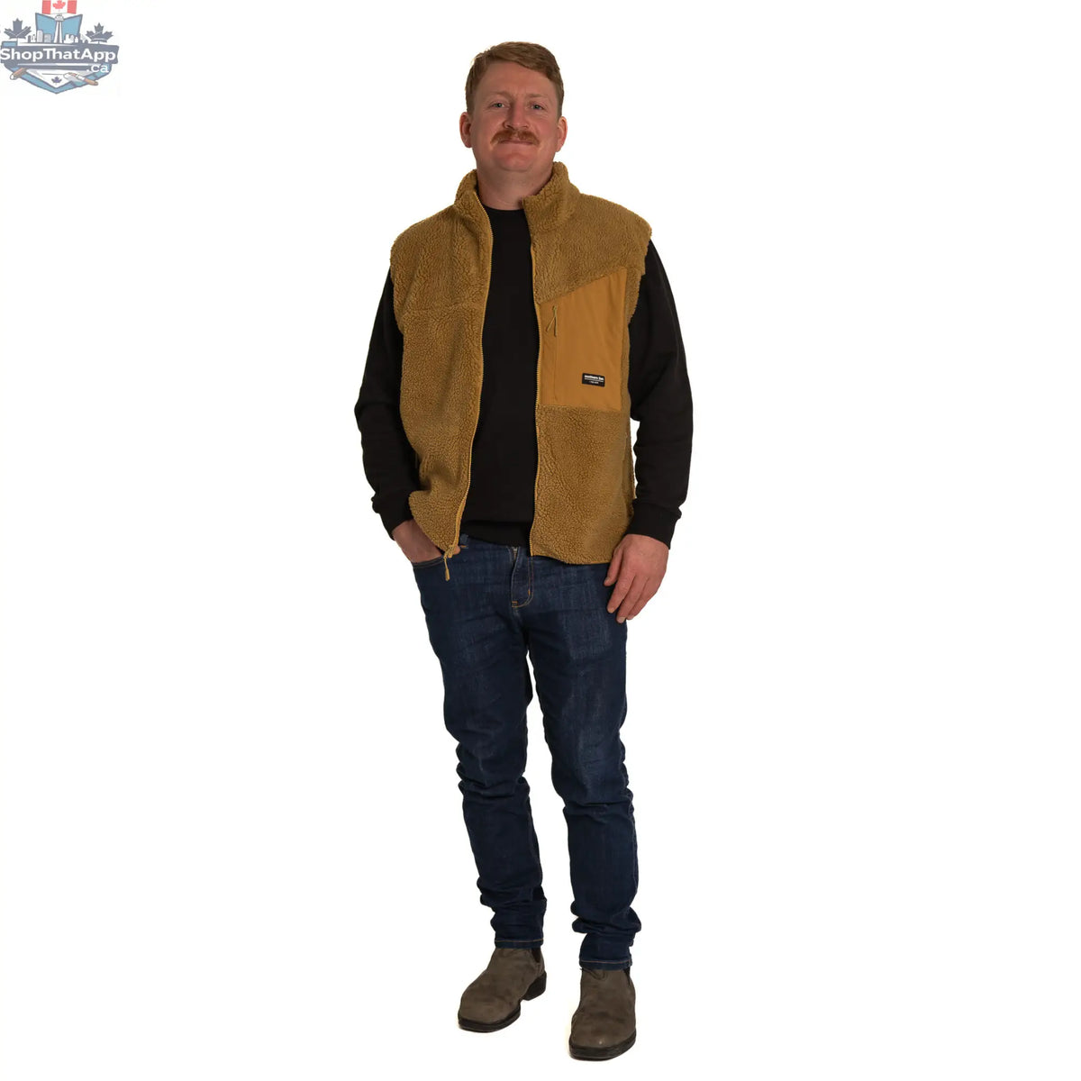 Northern Sun Sherpa vest featuring cozy, thick fleece material and a stylish design, perfect for layered winter wear.