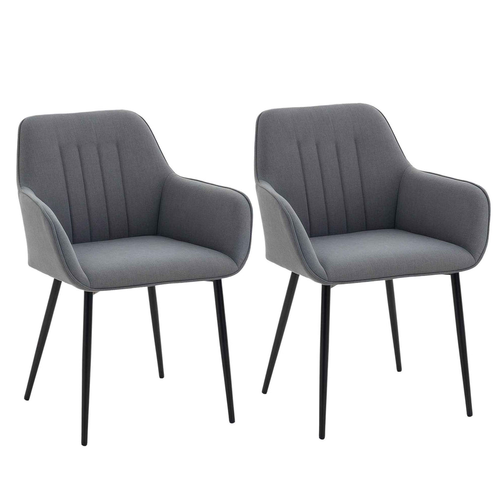 Robbie Dining Chairs Set of 2 with Armrest-Dark Grey