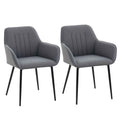 Robbie Dining Chairs Set of 2 with Armrest-Dark Grey