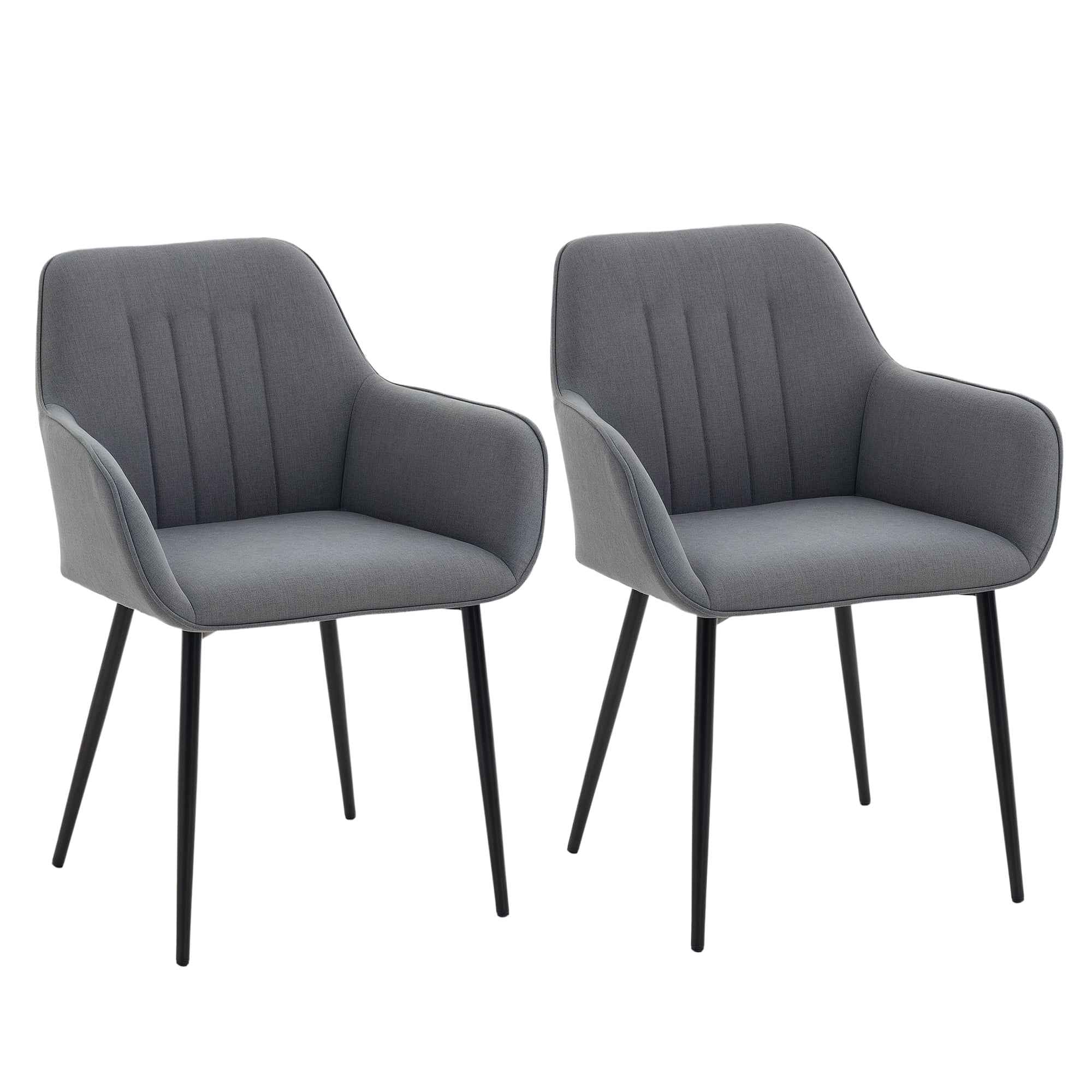 Robbie Dining Chairs Set of 2 with Armrest-Dark Grey