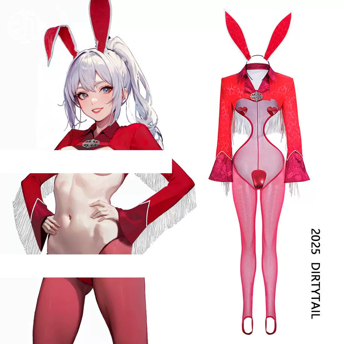 Wild Bunny Cow Girl PU Leather Jacket Sheer Sexy Ligerie Cosplay Costume Set - Shopthatapp.ca