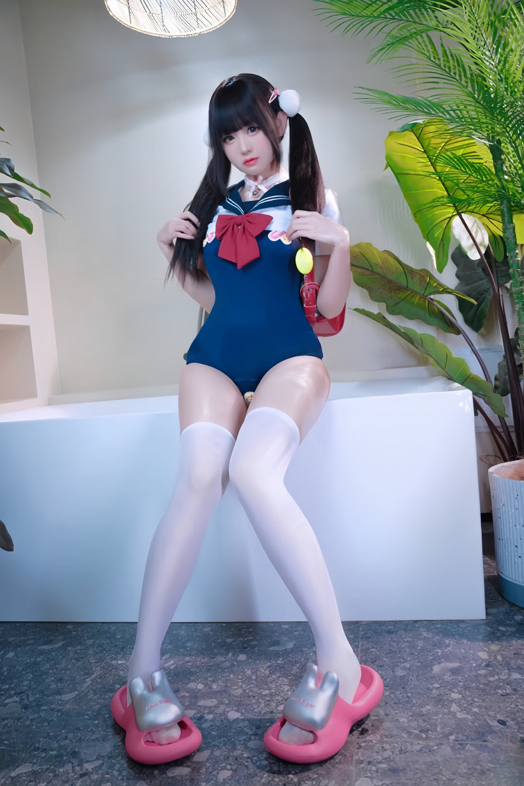 Japanese Anime Sailor Style Two-Piece Uniform Swimsuit Set with Bandage Design - Shopthatapp.ca