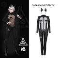 Tactical Anime Girl PU Leather Sheer Mesh Sexy Cosplay Full Bodysuit Costume - Shopthatapp.ca