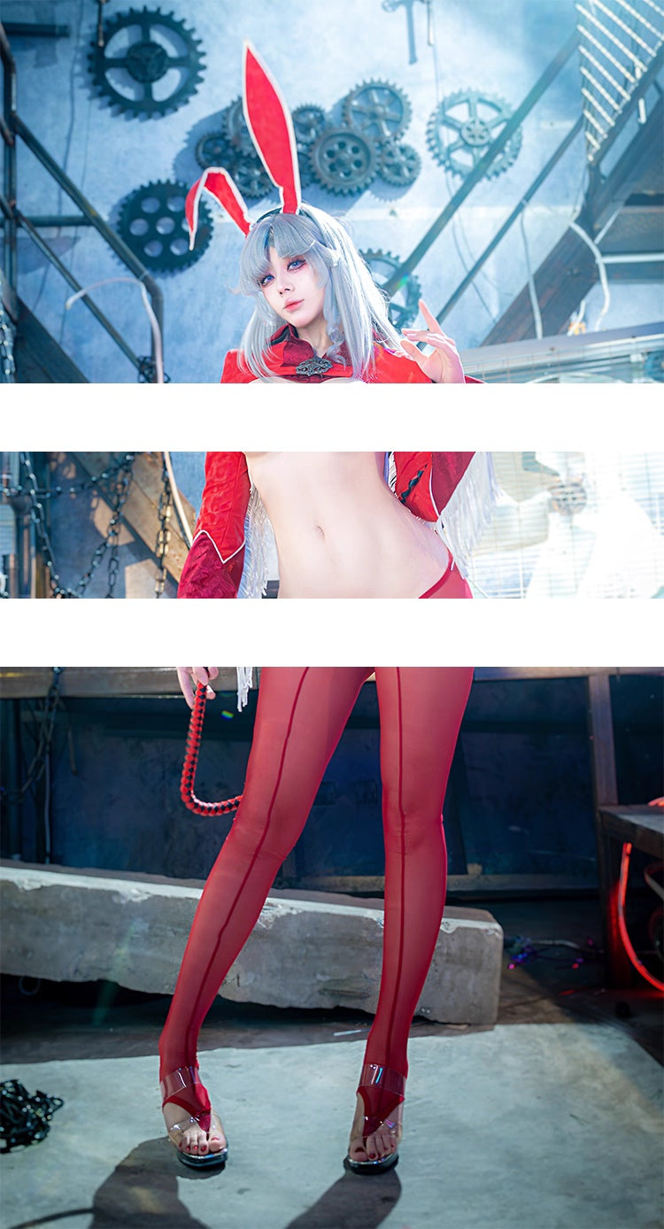 Wild Bunny Cow Girl PU Leather Jacket Sheer Sexy Ligerie Cosplay Costume Set - Shopthatapp.ca