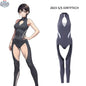 MRJCOS anime shark jumpsuit yoga pants, full-body active wear for fitness, featuring shark design and comfortable fit.